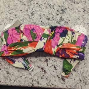 J. Crew Floral Bandeau Swim Top Sz S